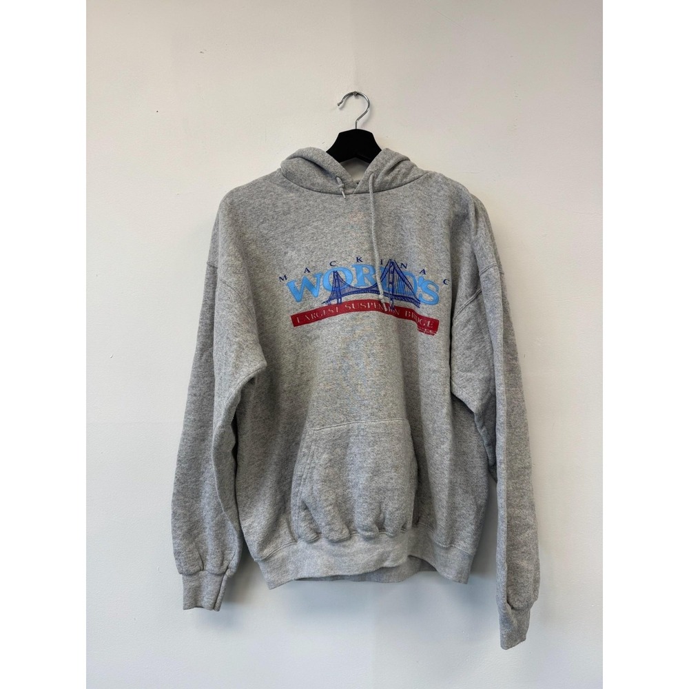 Vintage Santee Hoodie Mens Medium Pullover Mackinac Bridge Graphic Made USA‎ 90s